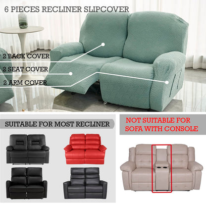 Premium 170 GSM Jacquard Fully Covered Recliner Sofa Cover for 1/2/3 Seaters, Green