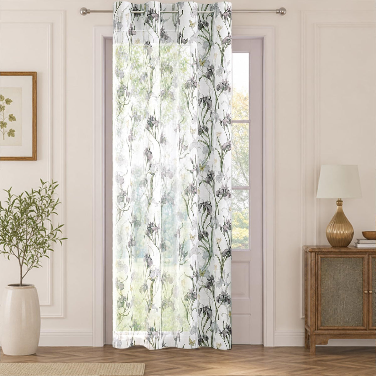 HOKIPO Iris Sheer Curtains, 7 Feet Long - Purple - image 2