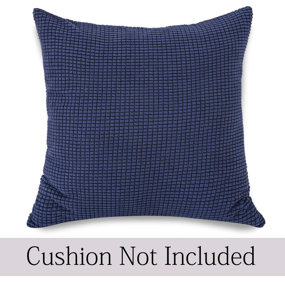 Navy Blue Colour Grid Texture Jacquard Pillow Covers | 18x18 Inch