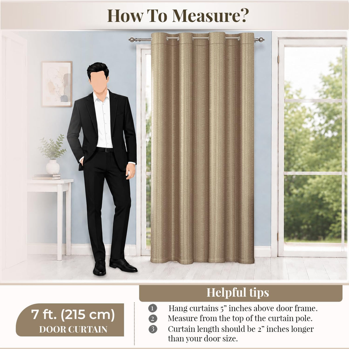 HOKIPO Royal Blend Eyelet Curtains, 7 Feet Long - Mocha Brown - image 8