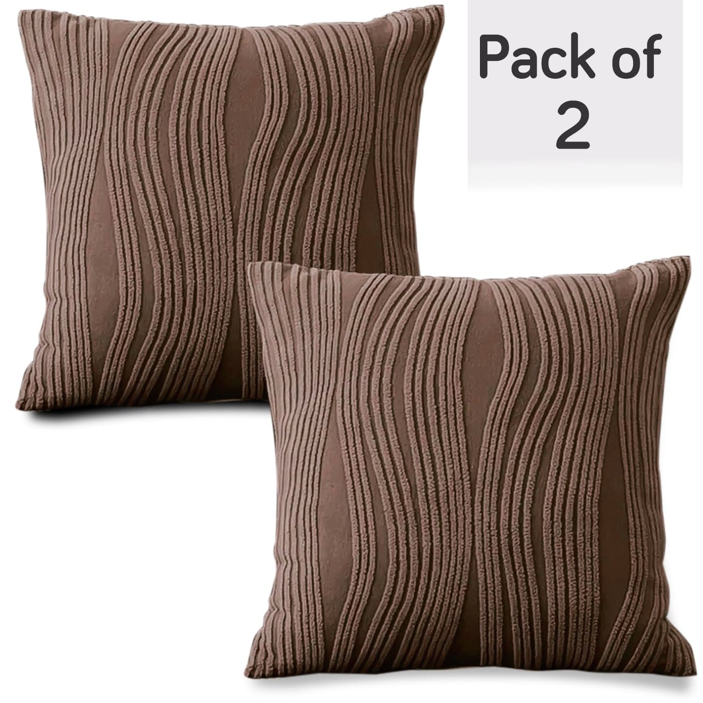 Buy Chocolate Brown Colour Elegant Square Zippered Sofa Pillow Cover Online