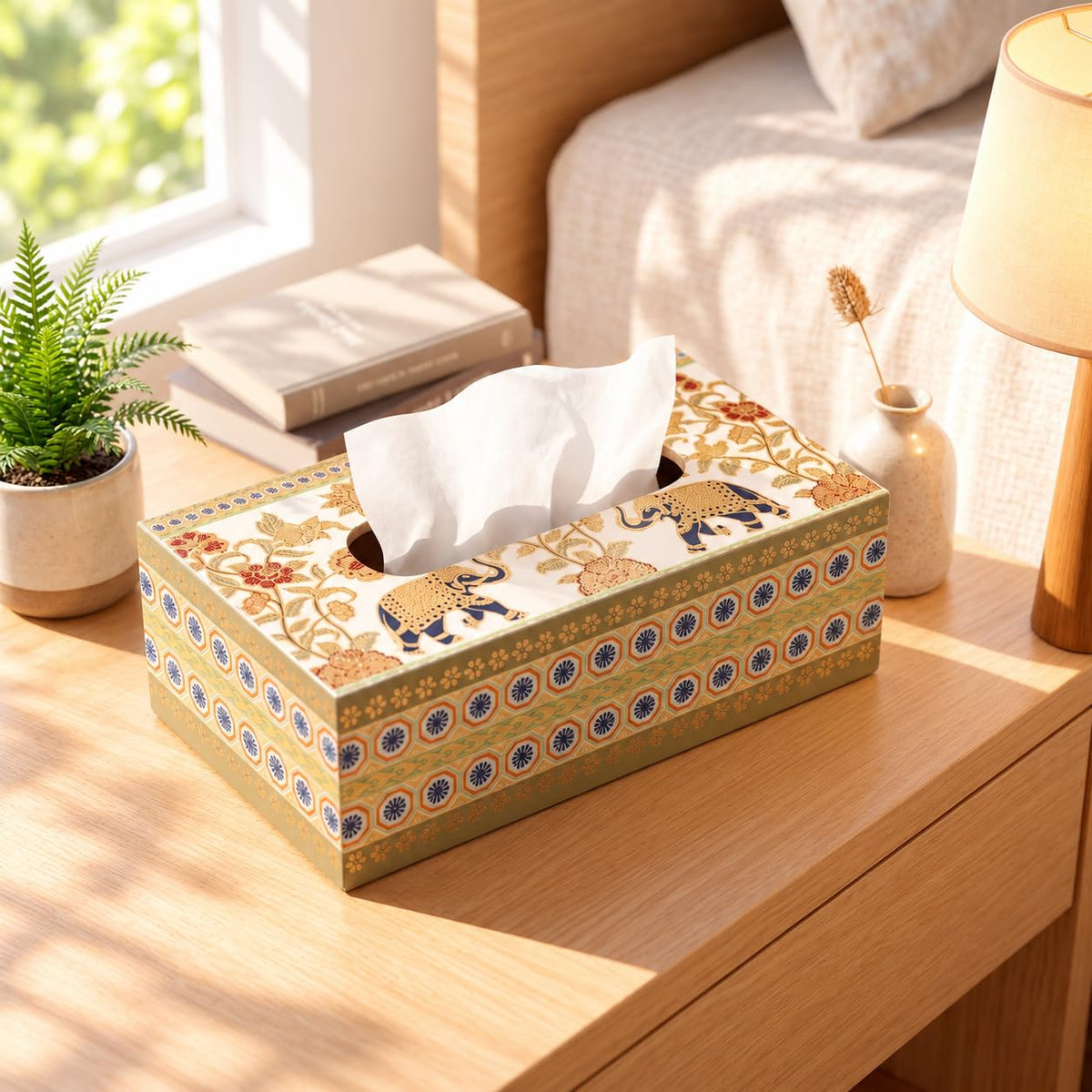 HOKIPO Tissue Box Holder, Rectangle, Engineered Wood, Royal Gulistaan - image 8