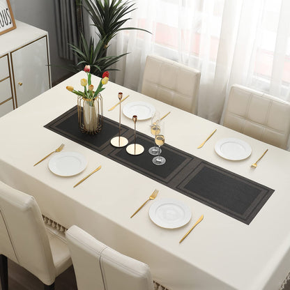 PVC Table Runner for Dinner and Coffee Table, Charcoal Black