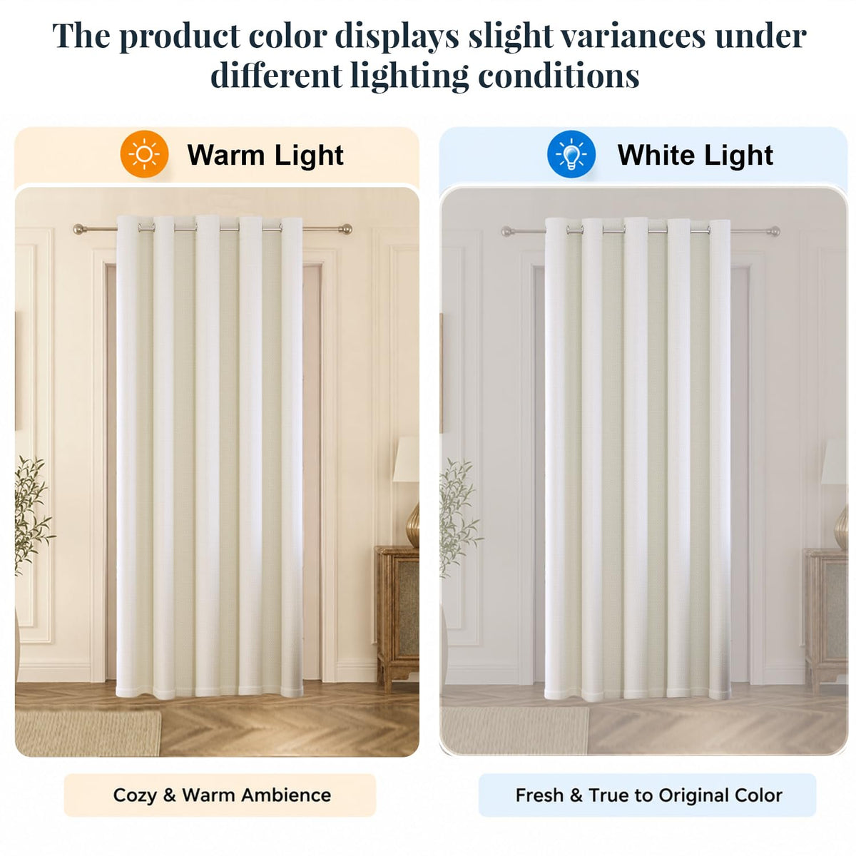 HOKIPO Horizon Dimout Eyelet Curtains, 7 Feet Long - Ivory Cream - image 6