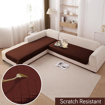 HOKIPO Waterproof Quilted Quick Dry L Shape Sofa Seat Cover Mat, Brown