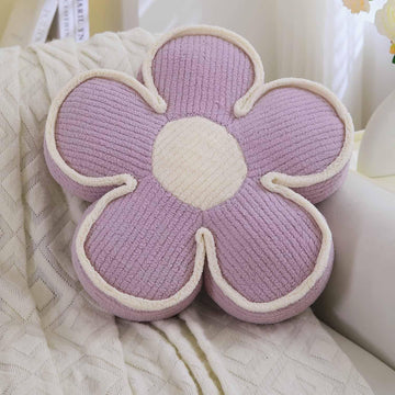 HOKIPO Plush Cotton Flower Cushion | Decorative Throw Pillow for Bed & Sofa - Lavender Fog