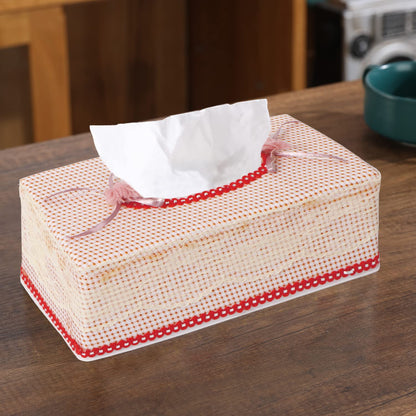 Plastic Tissue Box Holder, Beige, Pink