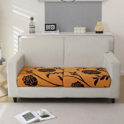 Stretchable 140gsm Printed Seat Couch Cushion Cover for 1/2/3 Seaters / Pieces for Sofa, Copper Brown Floral