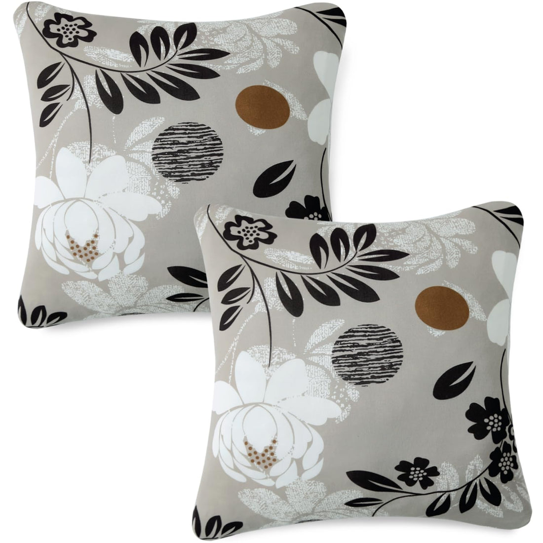 Cute Feather Brown Floral Print square pillow covers online