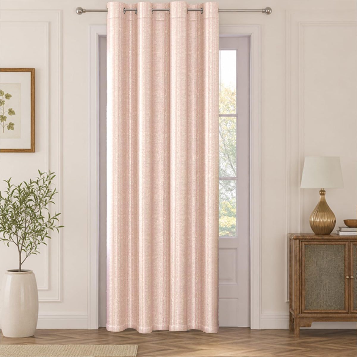 HOKIPO Royal Blend Eyelet Curtains, 7 Feet Long - Blush Pink - image 2