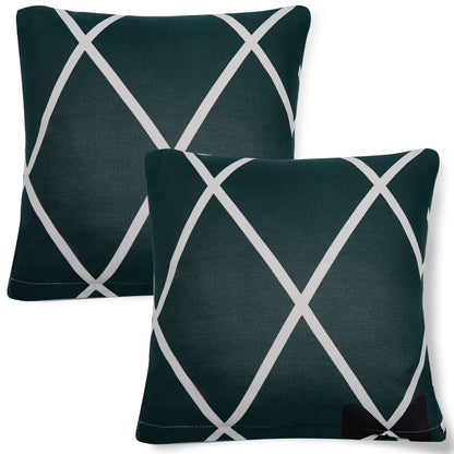 HOKIPO Stretchable Pack of 2 Cushion Cover 16x16, Teal Diamond