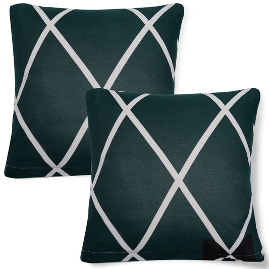 HOKIPO Stretchable Pack of 2 Cushion Cover 16x16, Teal Diamond