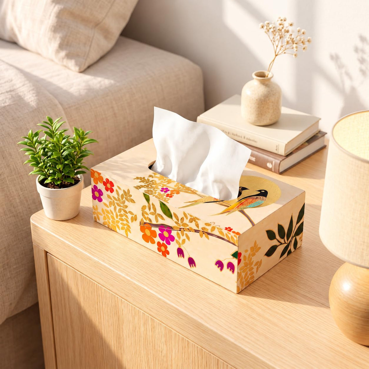 HOKIPO Tissue Box Holder, Rectangle, Engineered Wood, Sunhere Parinday - image 8