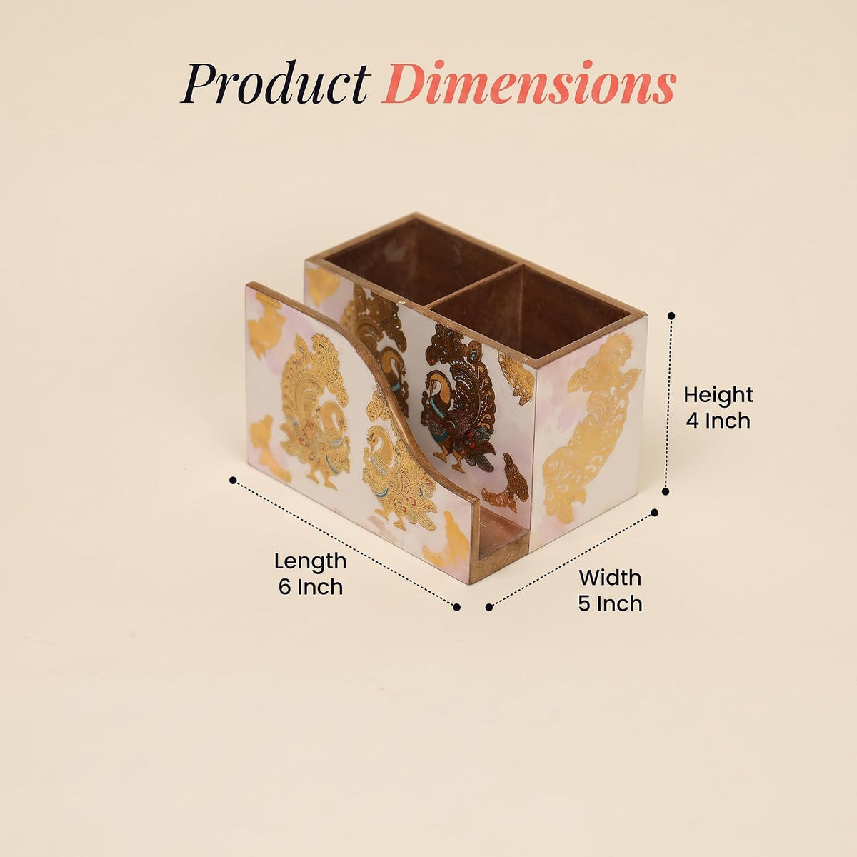 HOKIPO Cutlery Holder with Napkin Stand, Engineered Wood, Mayur Mahal - image 6