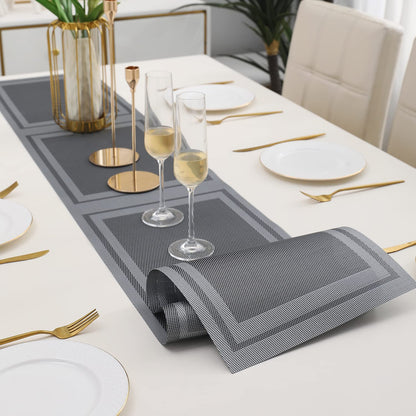 PVC Table Runner for Dinner and Coffee Table, Grey
