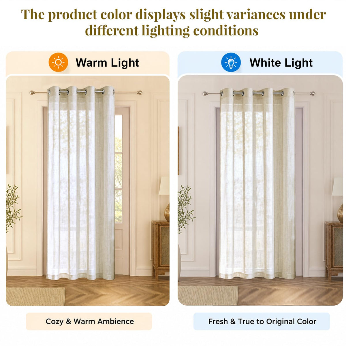 HOKIPO Breeze Sheer Curtains, 7 Feet Long - Ivory - image 5