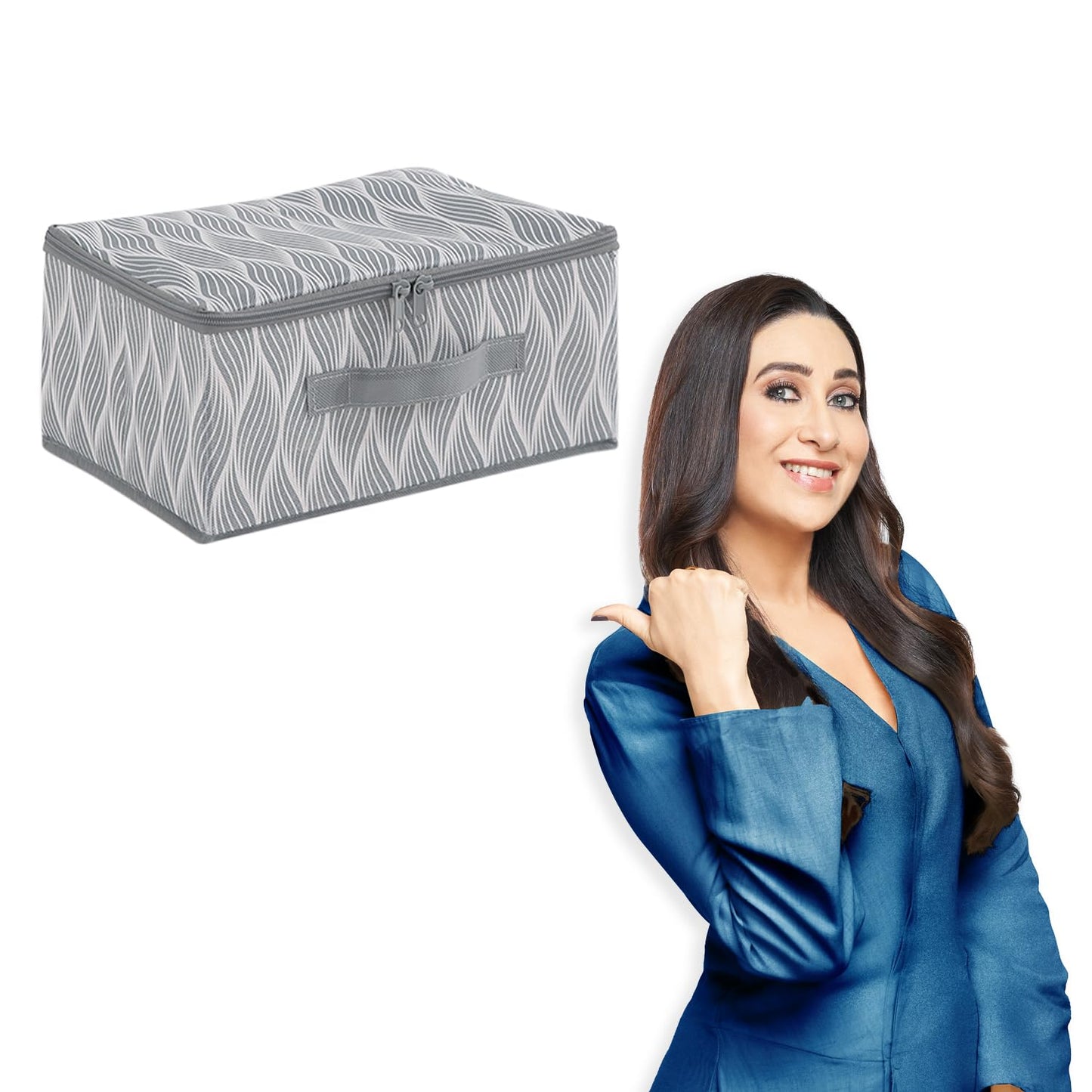 Foldable Clothes Organizer Box | Durable Non-Woven Storage with Zipper & Handle