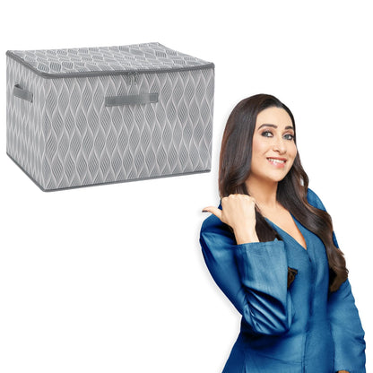Foldable Clothes Organizer Box | Durable Non-Woven Storage with Zipper & Handle