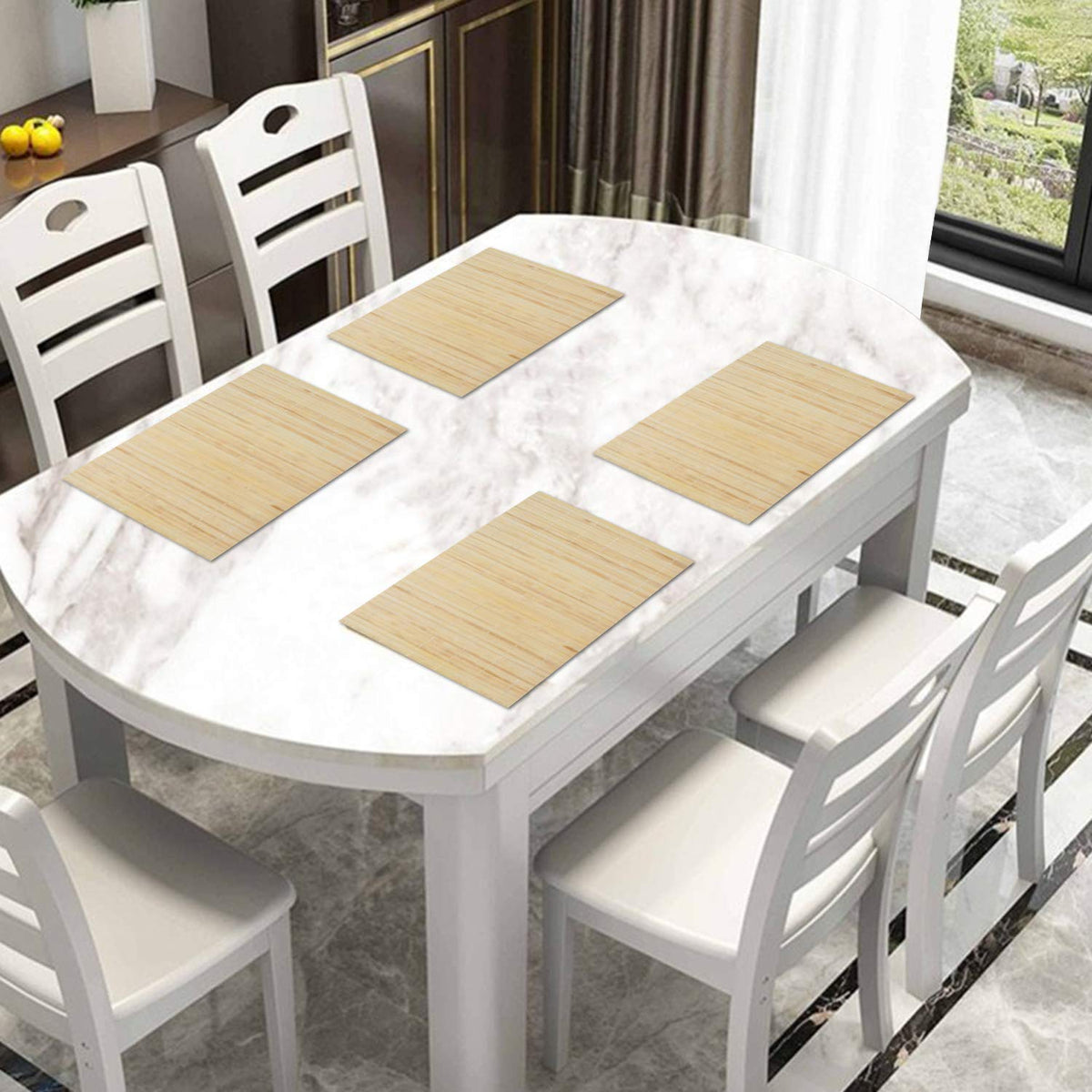 Buy premium heat resistant bamboo dining table mat set 4 | Hokipo