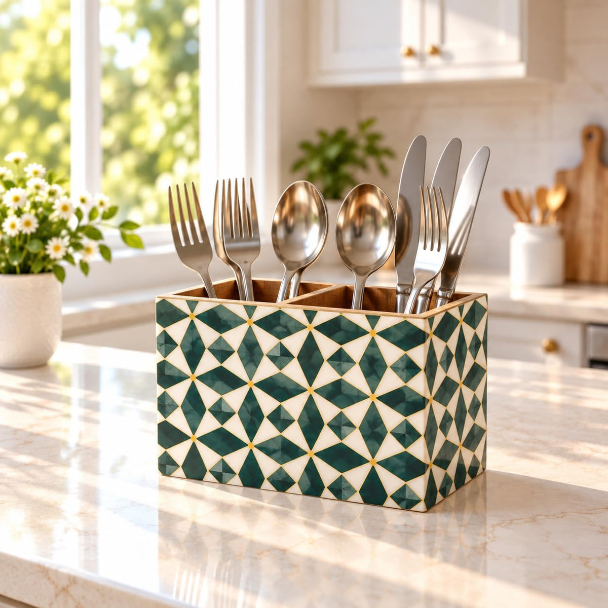 HOKIPO Cutlery Holder for Dining Table, Engineered Wood, Mayur Mahal - image 16