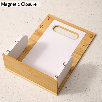 Magnetic Wooden Tissue Box Holder, Brown