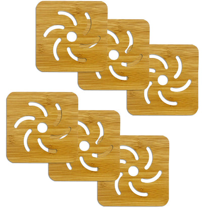 HOKIPO Bamboo Wooden Coasters for Home Pan Pot Holder for Dining Table Heat Pad for Kitchen - Pack of 2/4/6