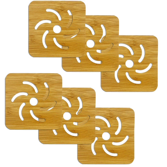 HOKIPO Bamboo Wooden Coasters for Home Pan Pot Holder for Dining Table Heat Pad for Kitchen - Pack of 2/4/6