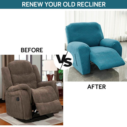 Premium 170 GSM Jacquard Fully Covered Recliner Sofa Cover for 1/2/3 Seaters, Turquoise