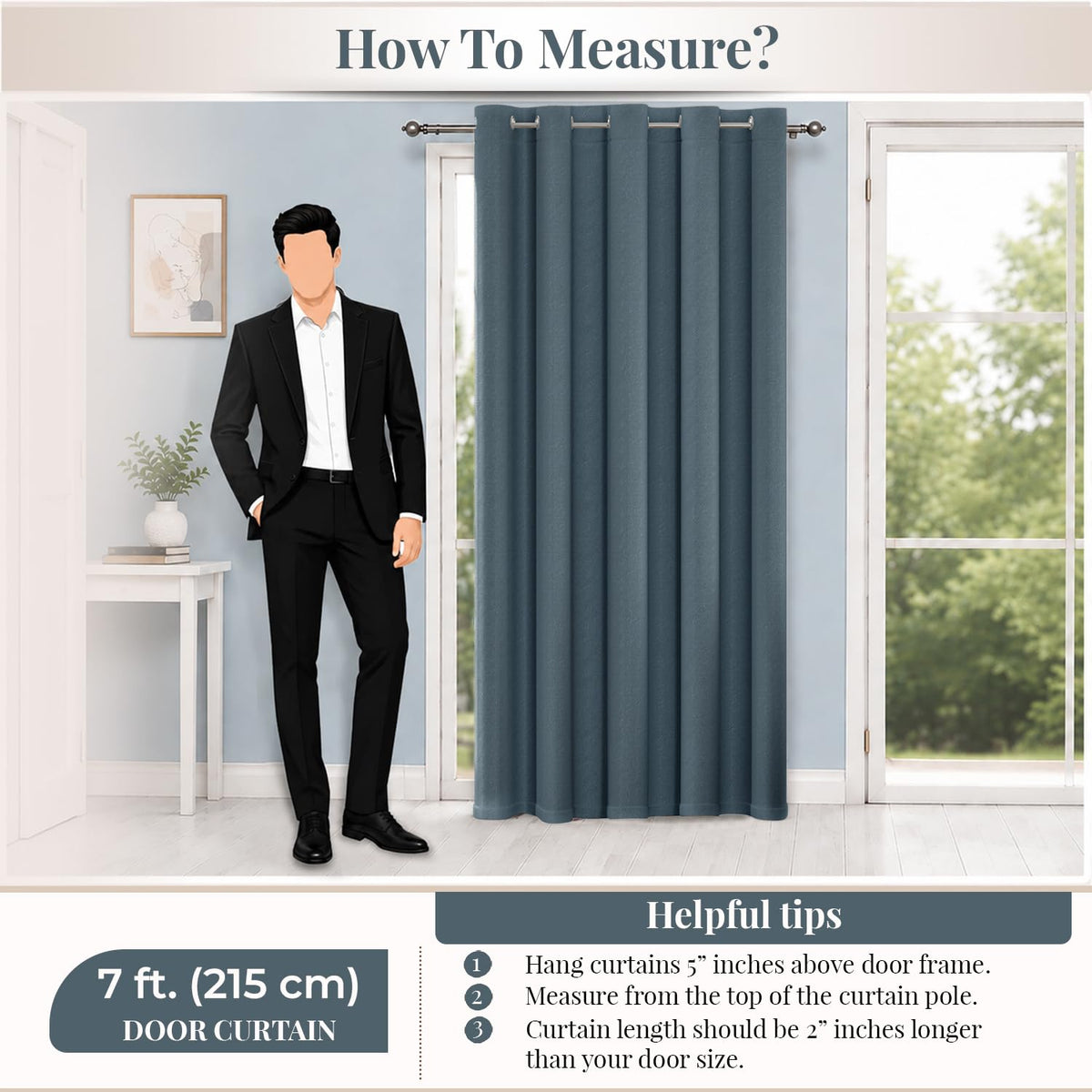 HOKIPO Atmosphere Dimout Curtains, 7 Feet Long - Midnight Blue - image 8