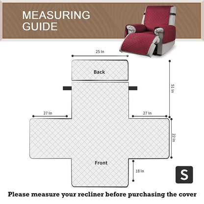 Waterproof Quilted Recliner Sofa Mat for One Seater Recliner Sofa, Burgundy