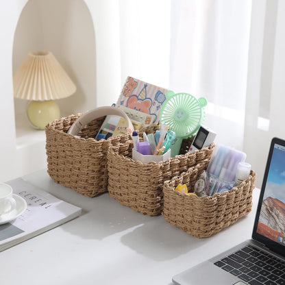 Eco-Friendly Paper Rope Storage Basket, Set of 2, Brown