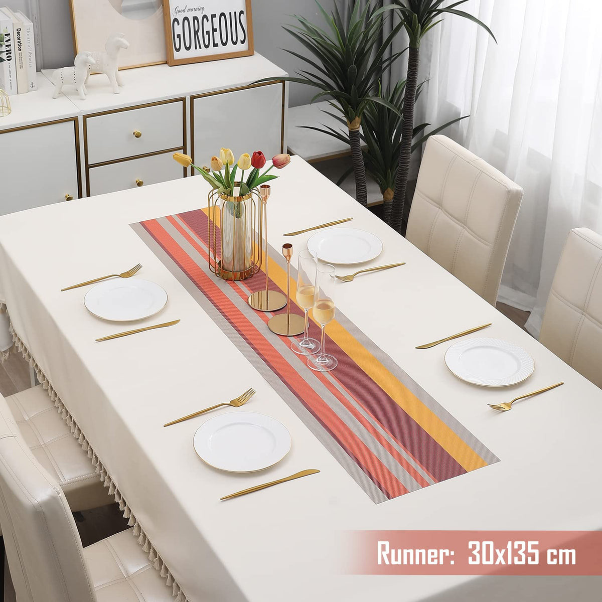 Buy Multicolour PVC Table Runner for 4 Seater (30x135cm) | HOKIPO
