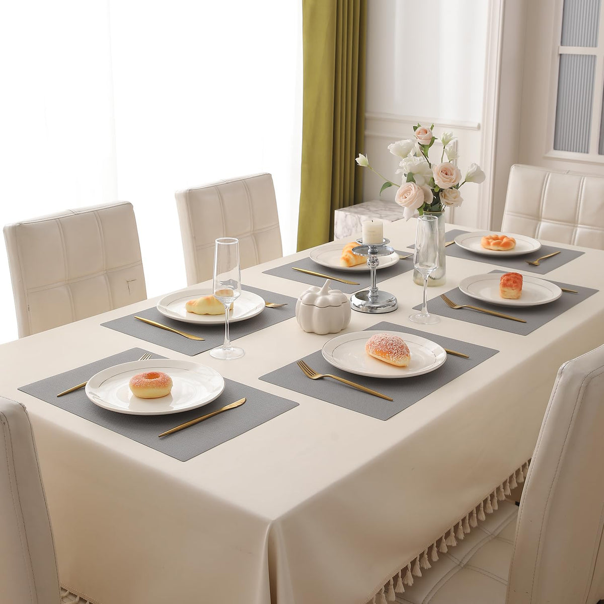 Buy light grey pp waterproof placemat set of 6