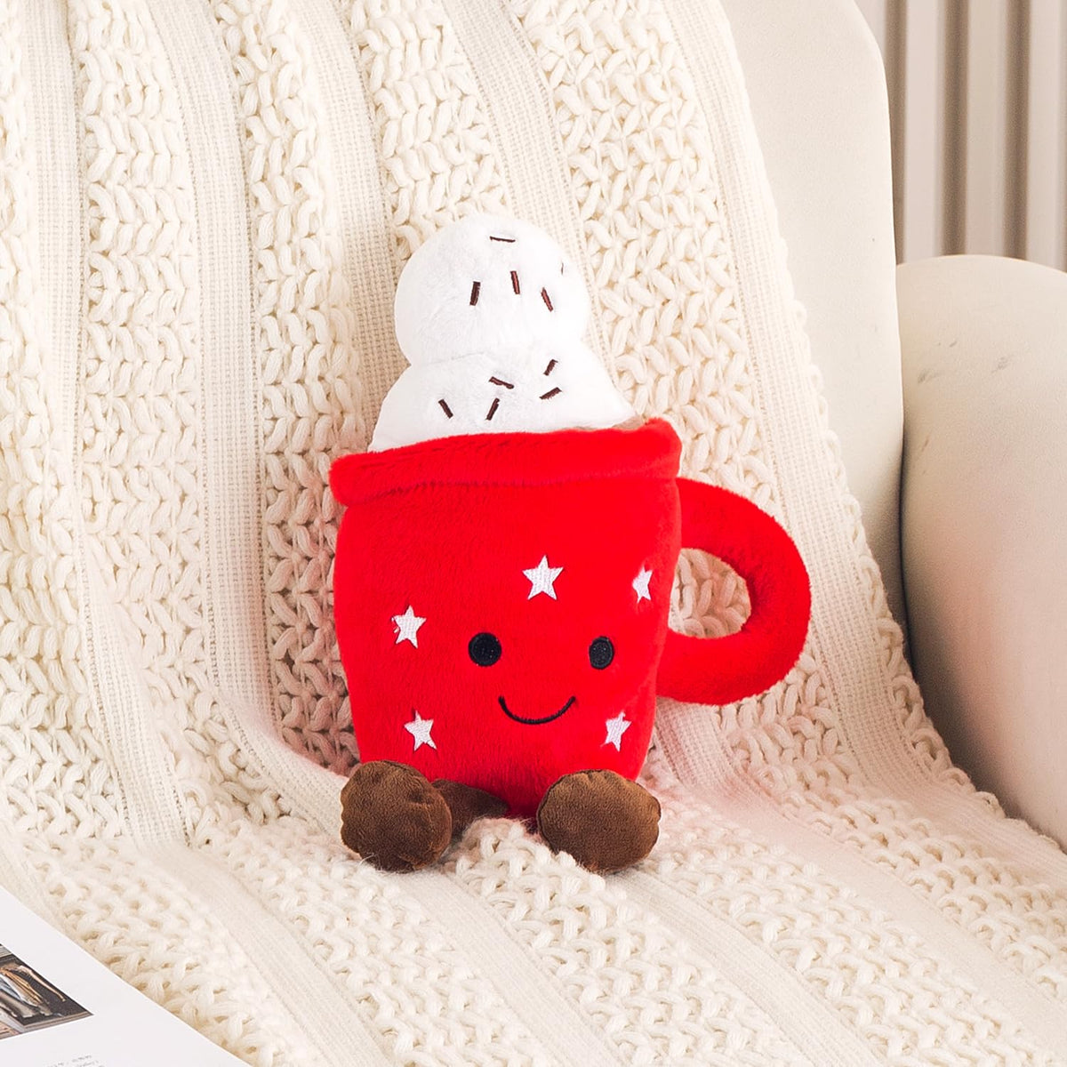 HOKIPO Coffee Mug Shaped Cushion for Kids Room & Cafe Decor, 35 cm
