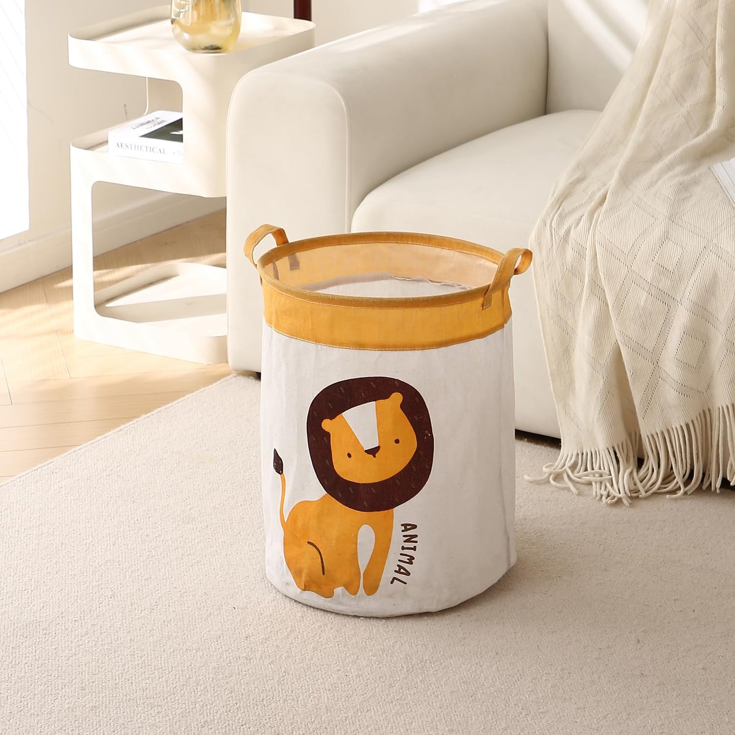 Kids Laundry Basket for Clothes, Toy Storage Bag, Lion
