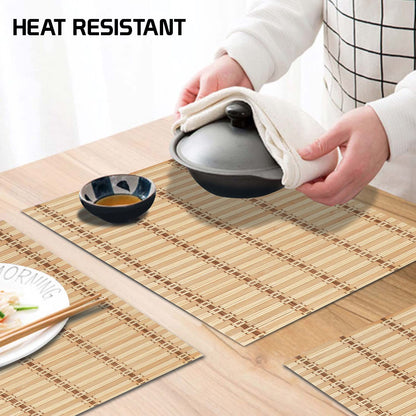 Reversible Bamboo Placemats Set of 4 Table Mats for Dining Table, 45x30 cm