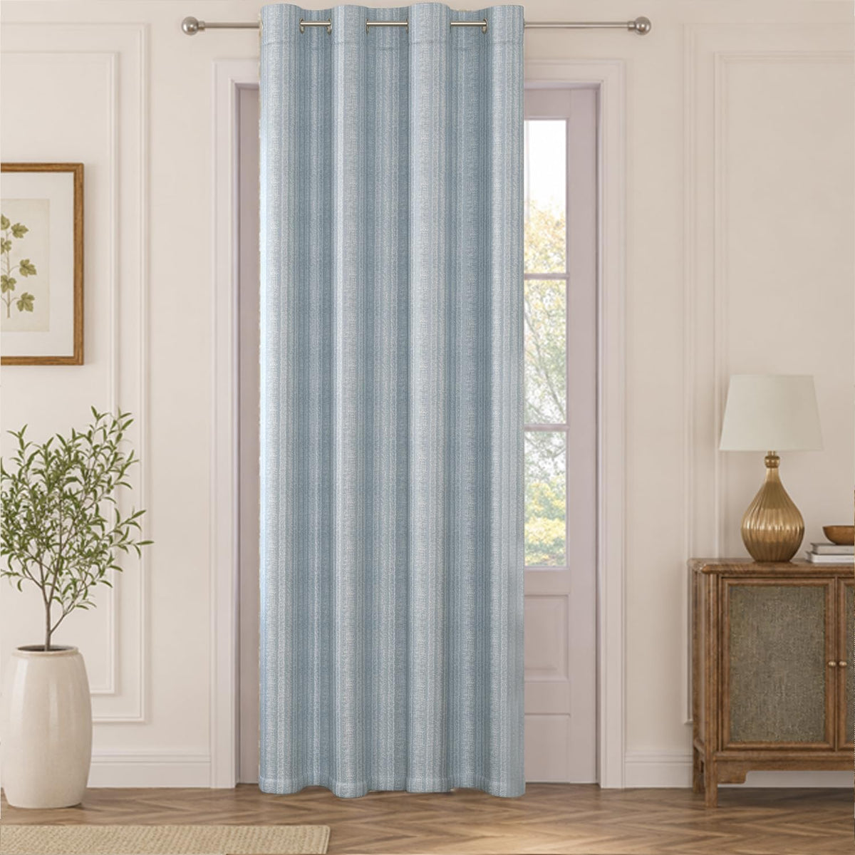 HOKIPO Royal Blend Eyelet Curtains, 7 Feet Long - Steel Blue - image 2