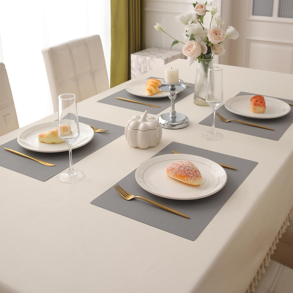 Buy light grey pp waterproof placemat set of 4