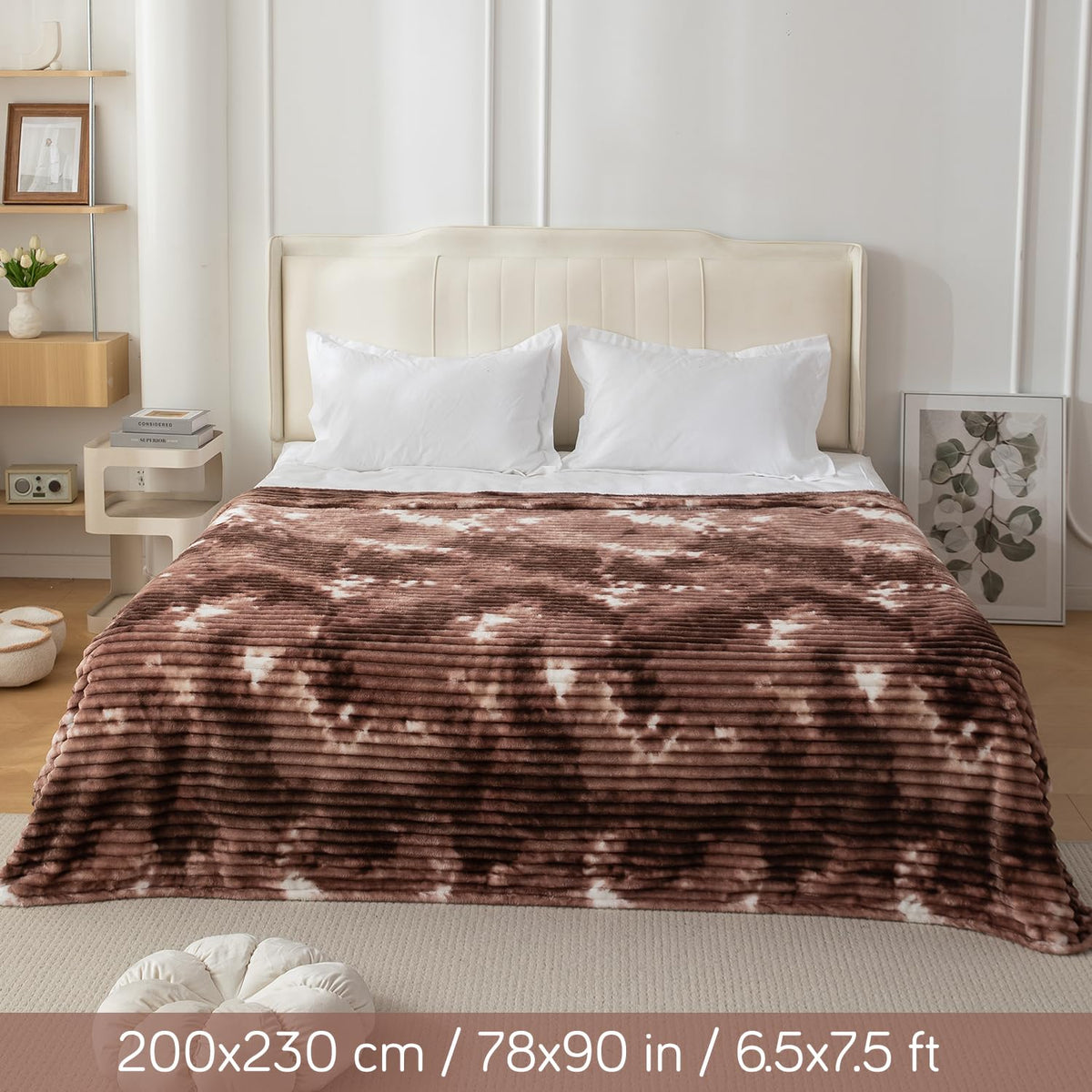 Buy Brown colour AC blanket queen size 200x230 cm double bed soft fleece blanket | HOKIPO
