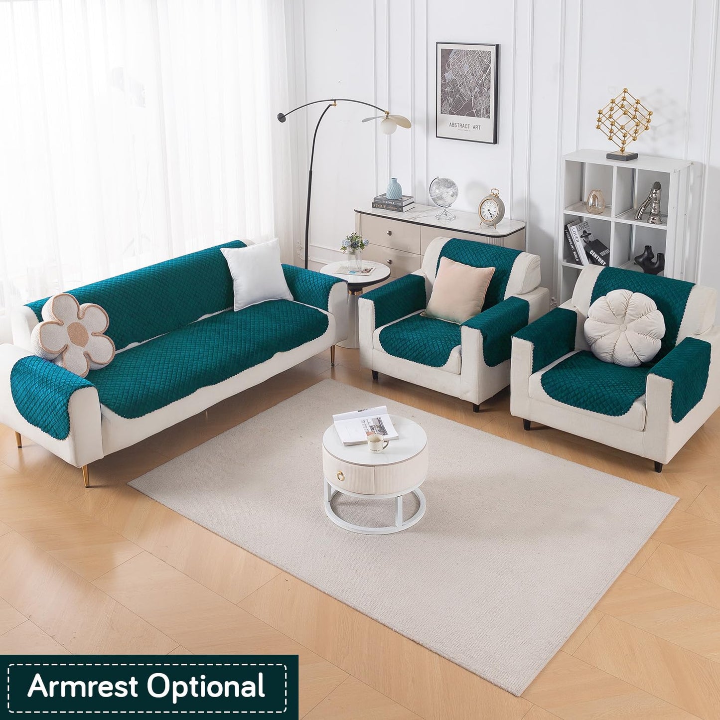 Quilt Classic 5-Seater Sofa Cover (3+1+1), Teal