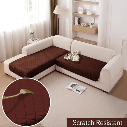 HOKIPO Waterproof Quilted Quick Dry L Shape Sofa Seat Cover Mat, Brown