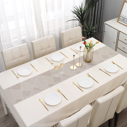 PVC Table Runner, Abstract Beige