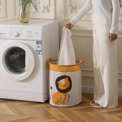 Kids Laundry Basket for Clothes, Toy Storage Bag, Lion