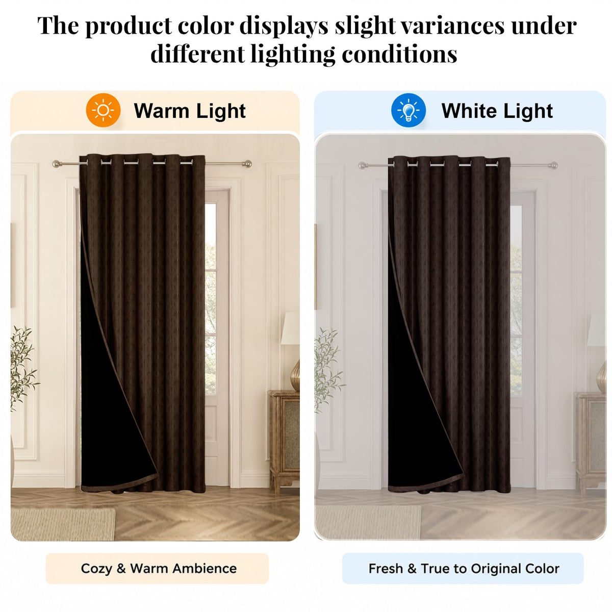 HOKIPO Palmea True Blackout Curtains, 7 Feet Long - Coffee - image 6
