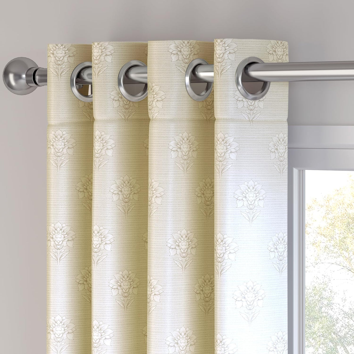 HOKIPO Harmony Printed Eyelet Curtains, 7 Feet Long - Marigold Grove - image 7