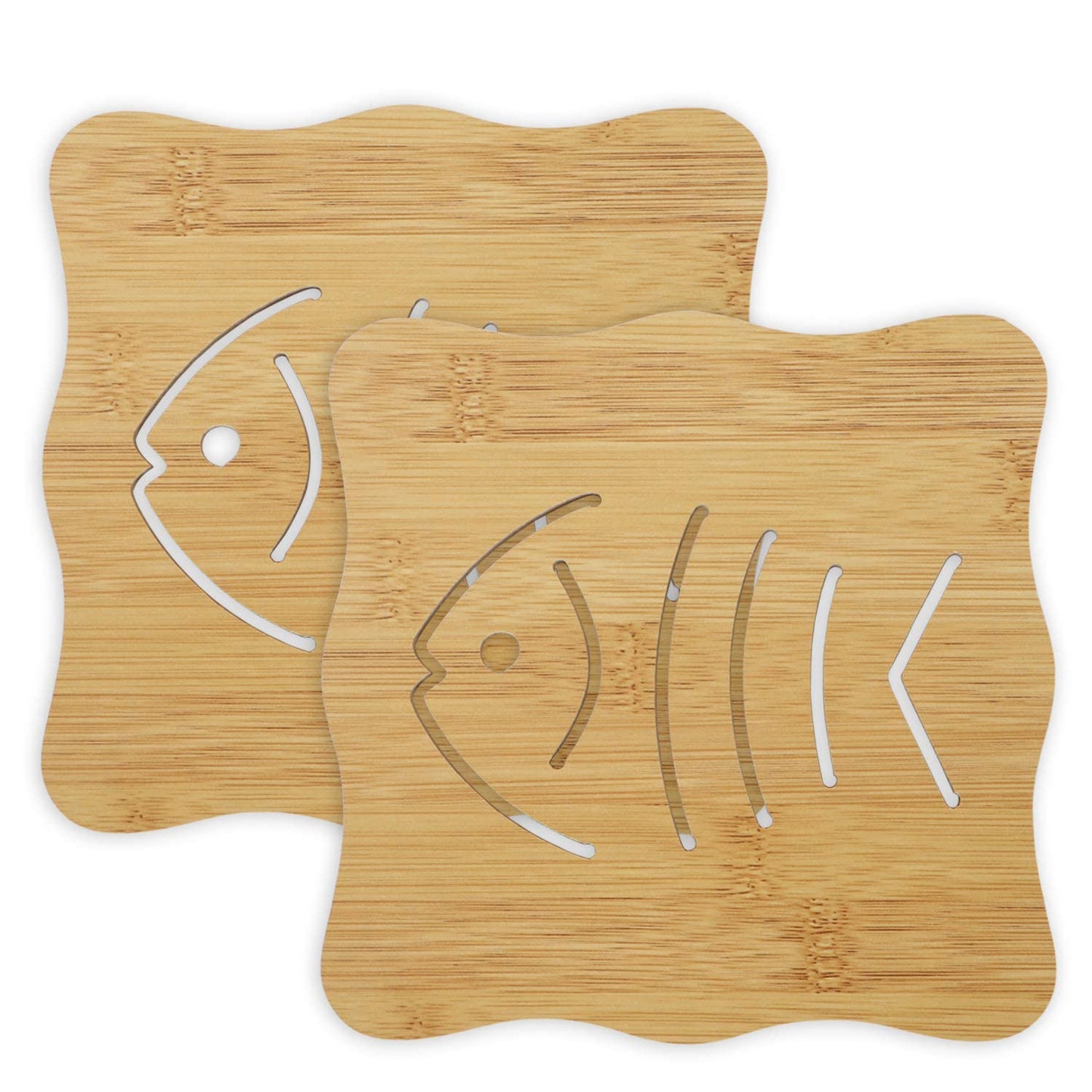 HOKIPO Eco-Friendly Bamboo Coasters for Dining Table Heat Pad for Kitchen - Pack of 2/4/6