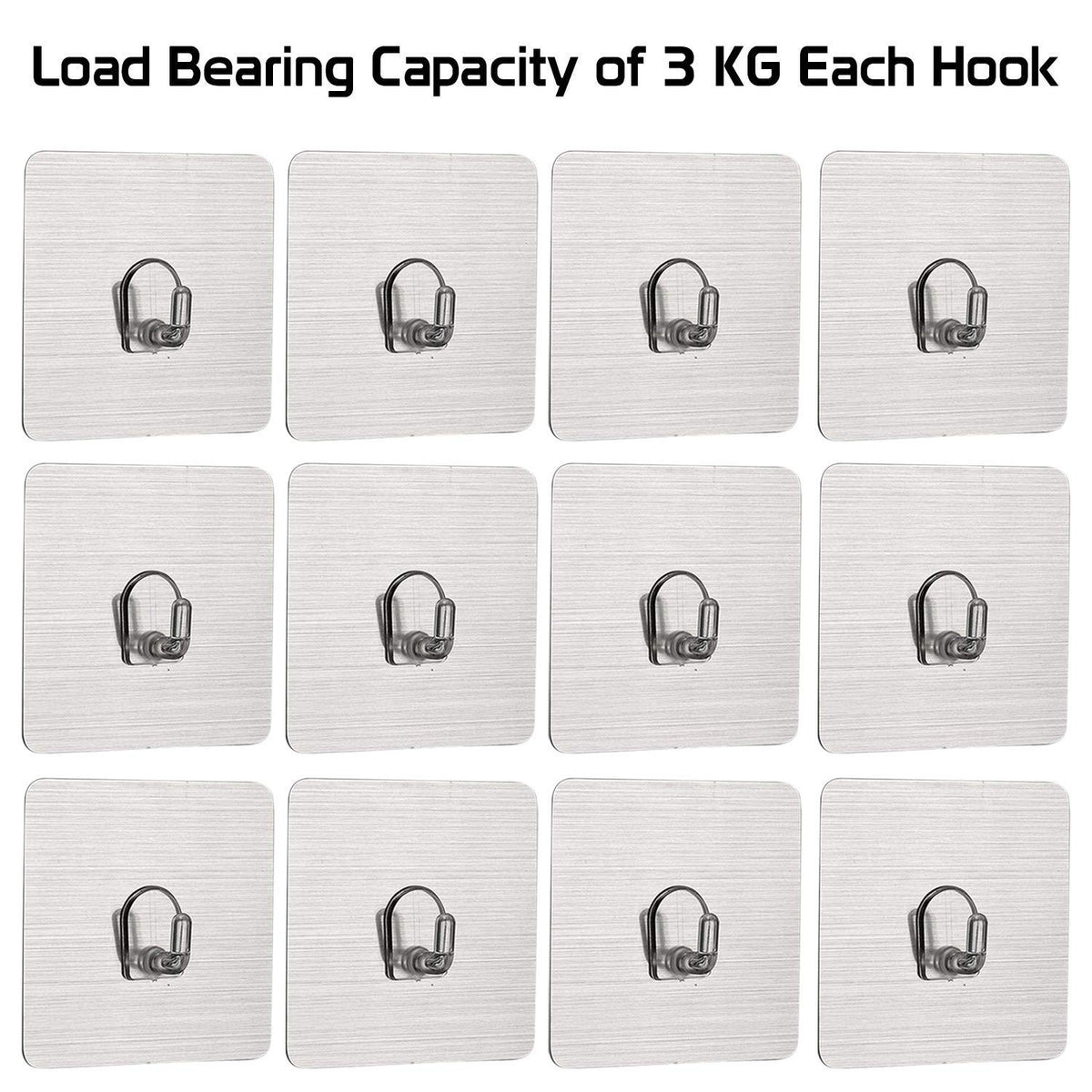 Magic Sticker Series Self Adhesive Hooks, Pack of 6/12 (Load Bearing Capacity of 3 KG Each Hook)