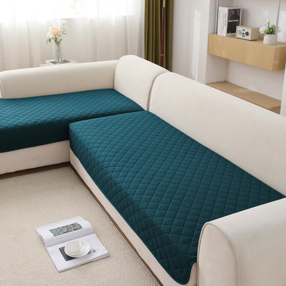 HOKIPO Waterproof Quilted Quick Dry L Shape Sofa Seat Cover Mat, Peacock Blue