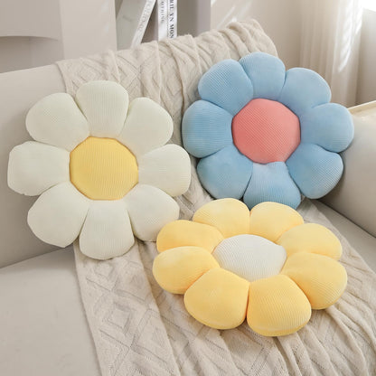 Luxury Flower Plush Decorative Pillow – Ultra-Soft Seating Cushion (42 cm, Daffodil Yellow)