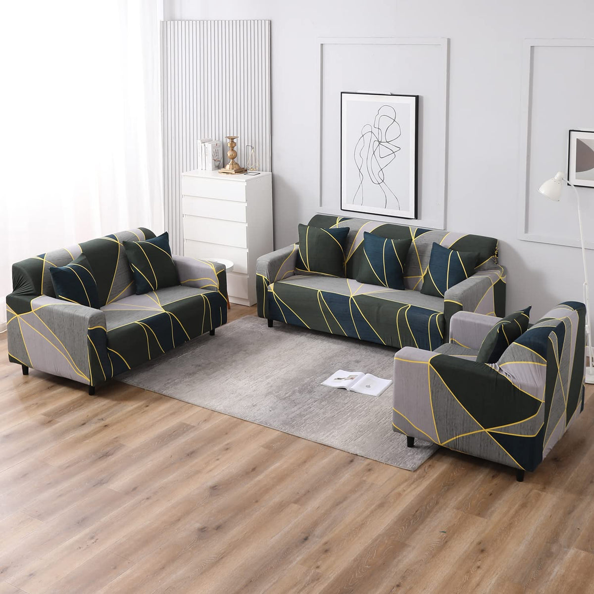 Seaweed Geometric Abstract Printed zippered square sofa cushion covers